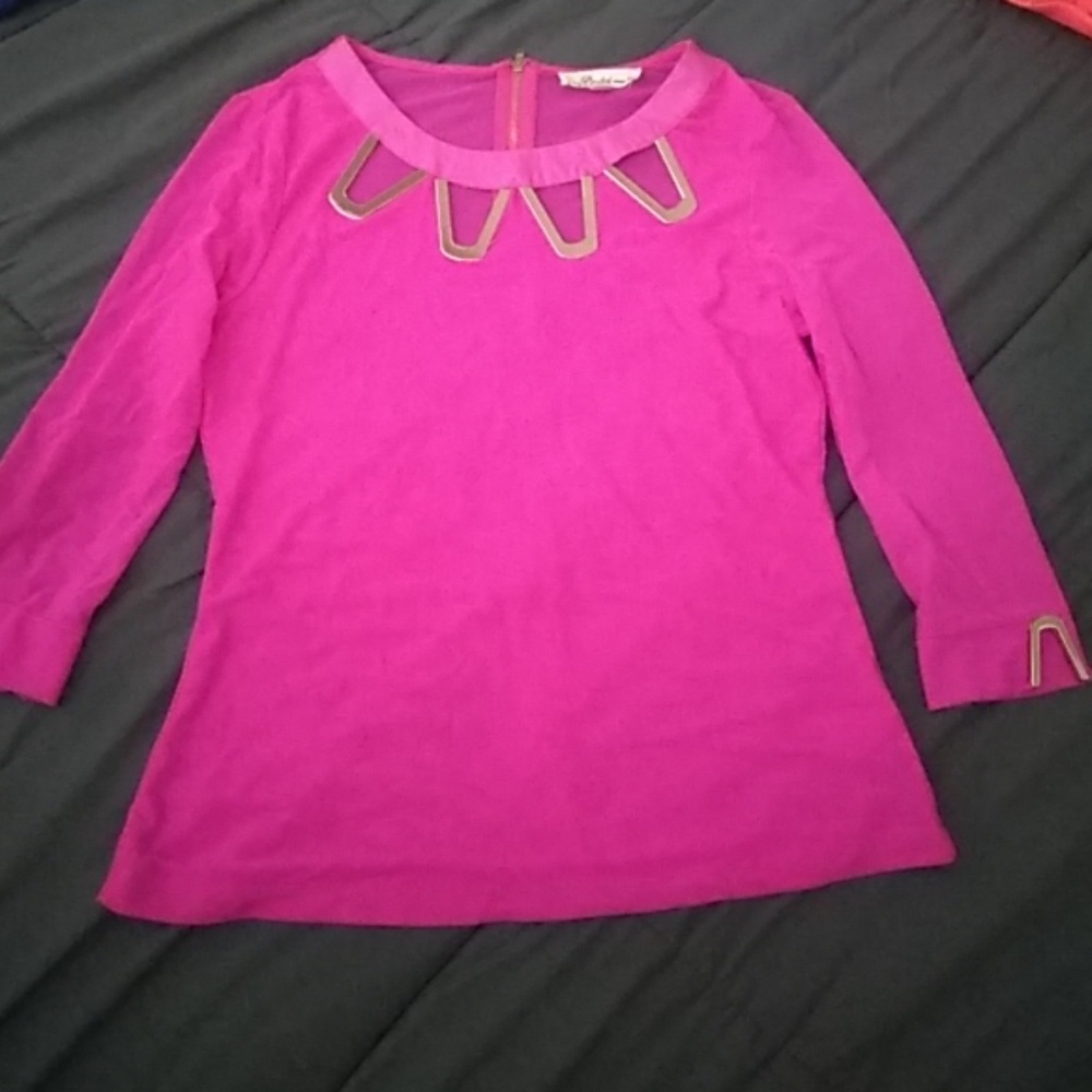 Fucshia/Gold metal accent Top
